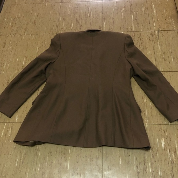 Vintage Double Breasted 100% Wool Embellished Brown Suit Jacket size 10 *FLAW - Picture 7 of 10